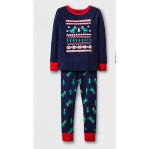 CAT & JACK BOY'S 2PC DINO PAJAMA SET - BLUE SIZE 12M (NEW WITH TAGS)